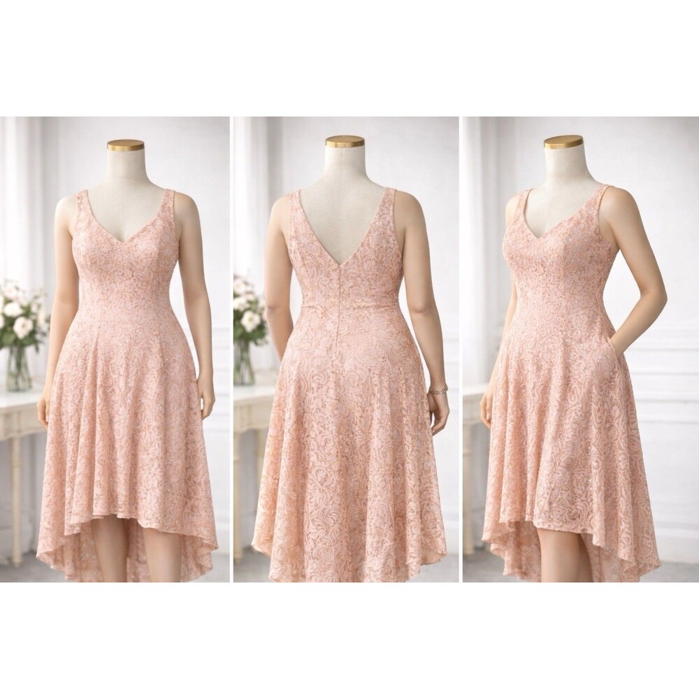 Kensie Women's Sequin Gown Dress Size 12 Rose Gold Blush Formal Prom Wedding Max